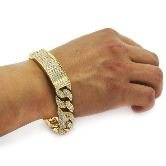 Men's Bracelet Gold CZ Miami Cuban