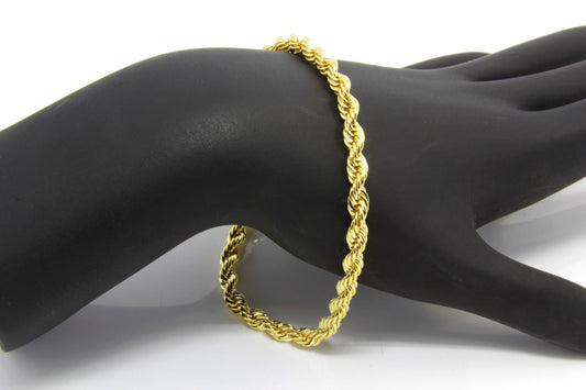 Men & Lady Gold 4mm Sparkling French Rope Anklets & Bracelet 8 Inches