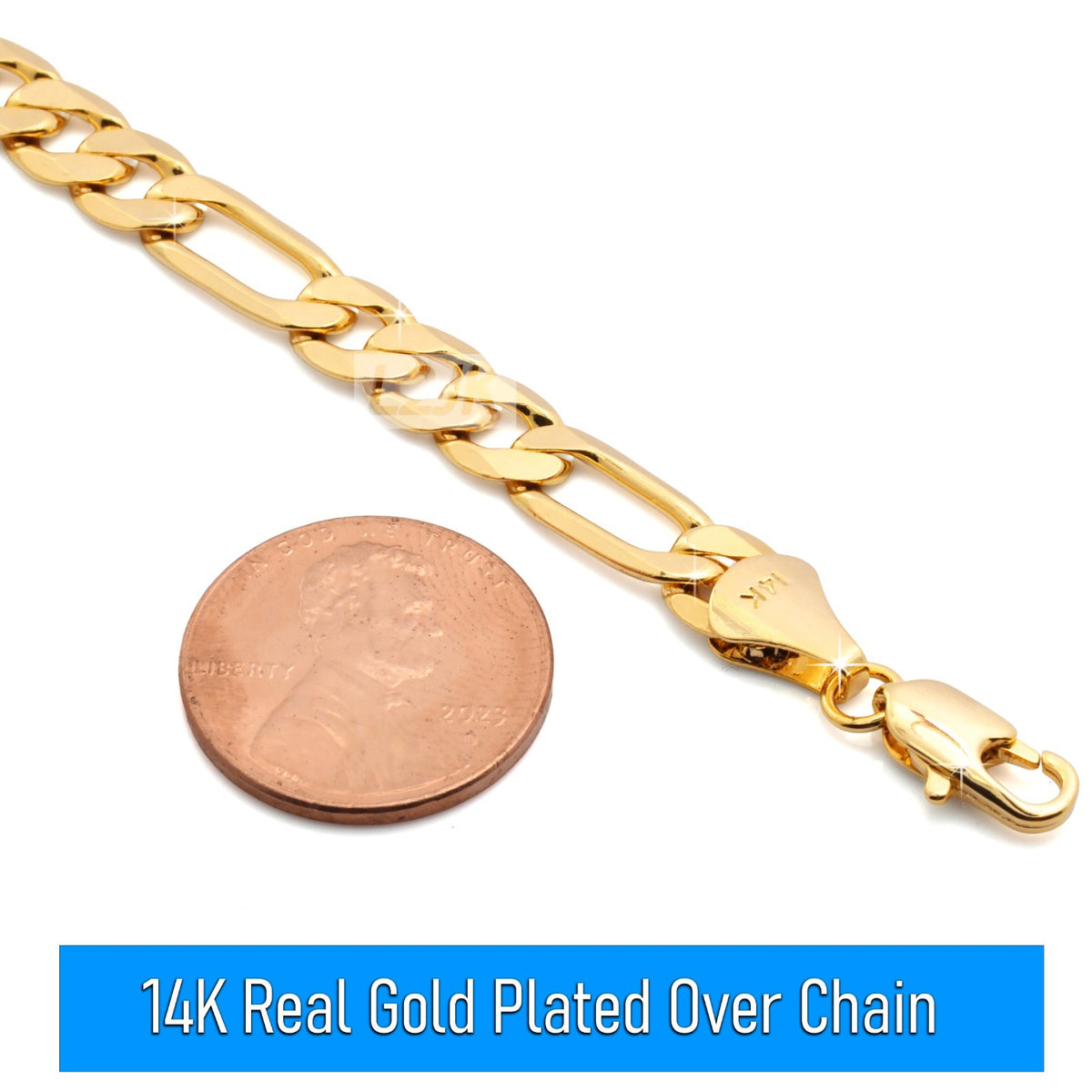 Italy Figaro Chain Link 14k Gold 7mm 24" for Men & Women
