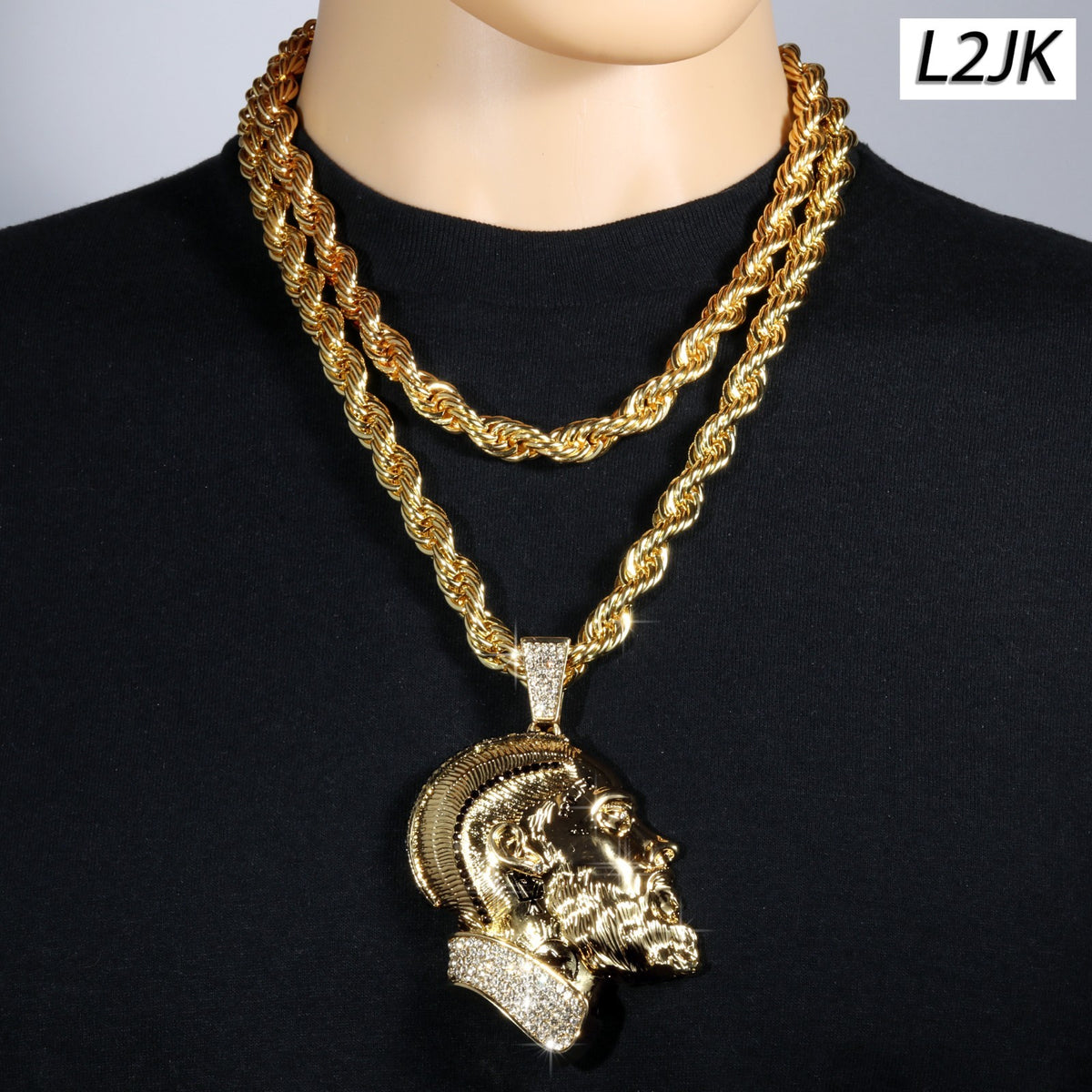 14k Rope Chain 10mm 20" & 24"In Large Face Prolific Hussle Gold
