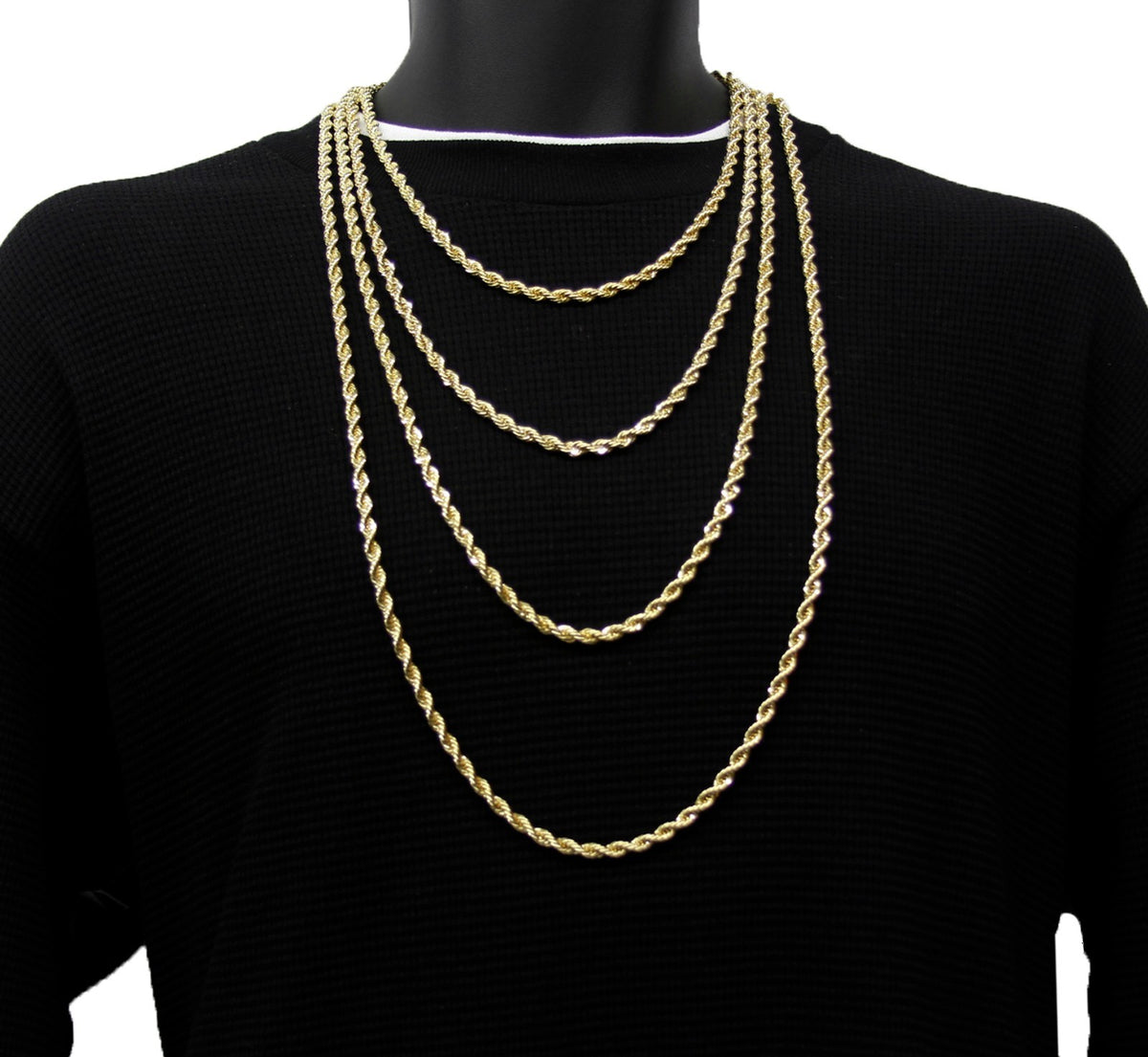 Men's 14k Yellow Gold French Rope Chain Necklace 3mm 4mm 5mm 6mm 20" 36"