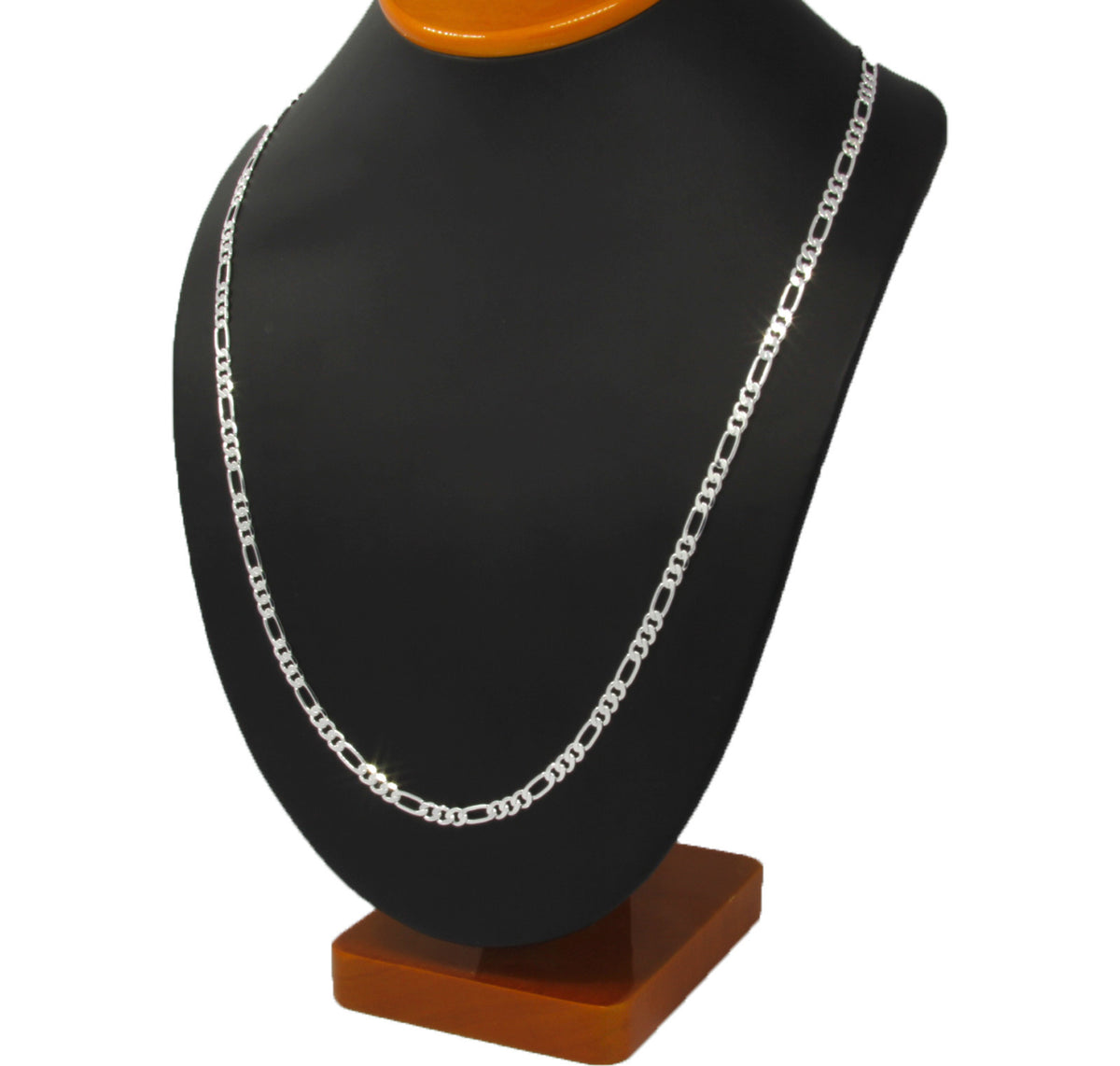 Men Silver 3mm to 12mm Figaro Link Necklace Chain 24 or 30 Inch