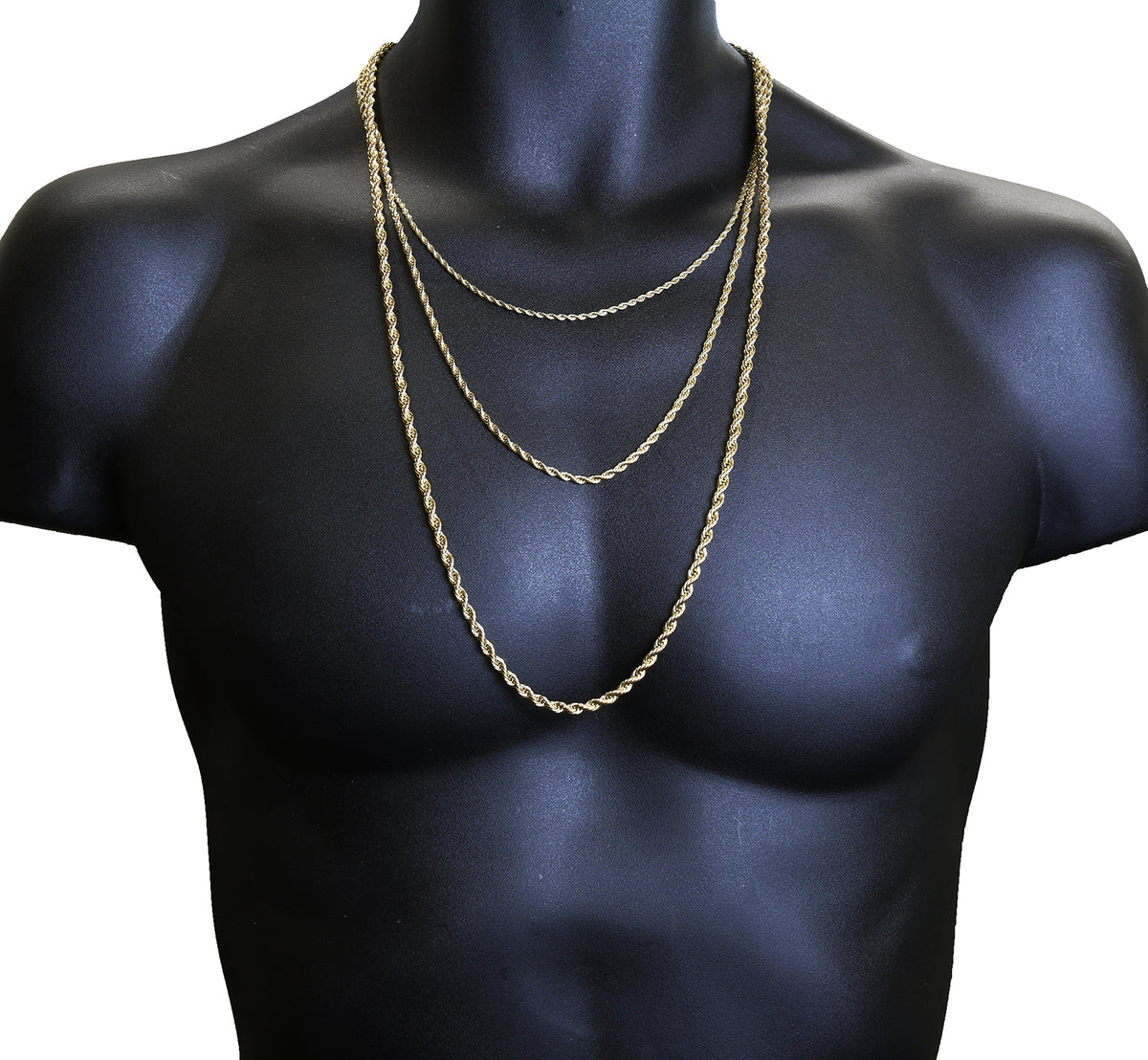 24k Gold Steel Men Lady French Rope Chain Necklace 2-5mm 20-30"