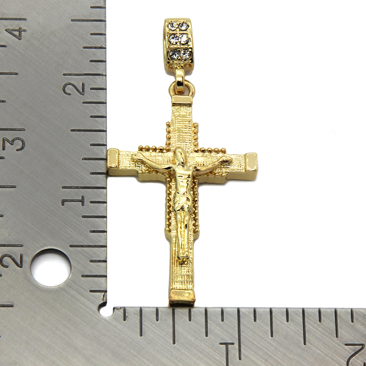 Men's 14k Gold Jesus Hanged Cross Pendant CZ 24" Rope Chain