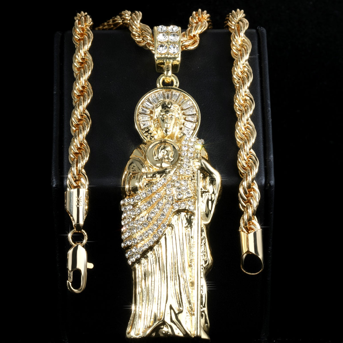 14k Rope Chain Necklace 6mm - 20" 24" & 30" Inch San Judas Pendant Gold