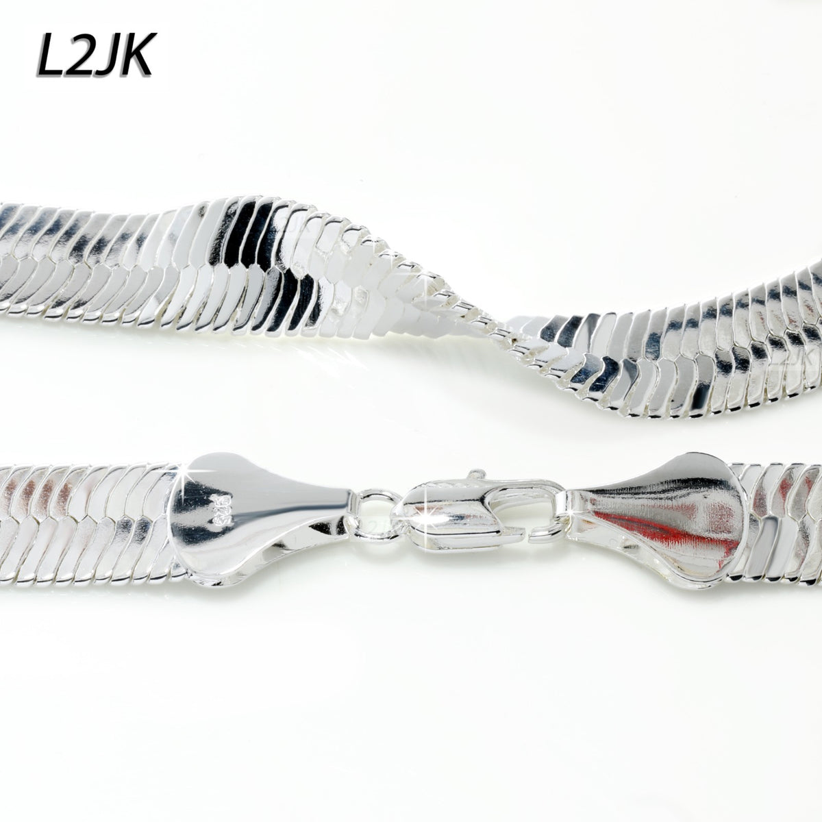 Herringbone Chain Flat Necklace 925 Silver - 11mm 30"In