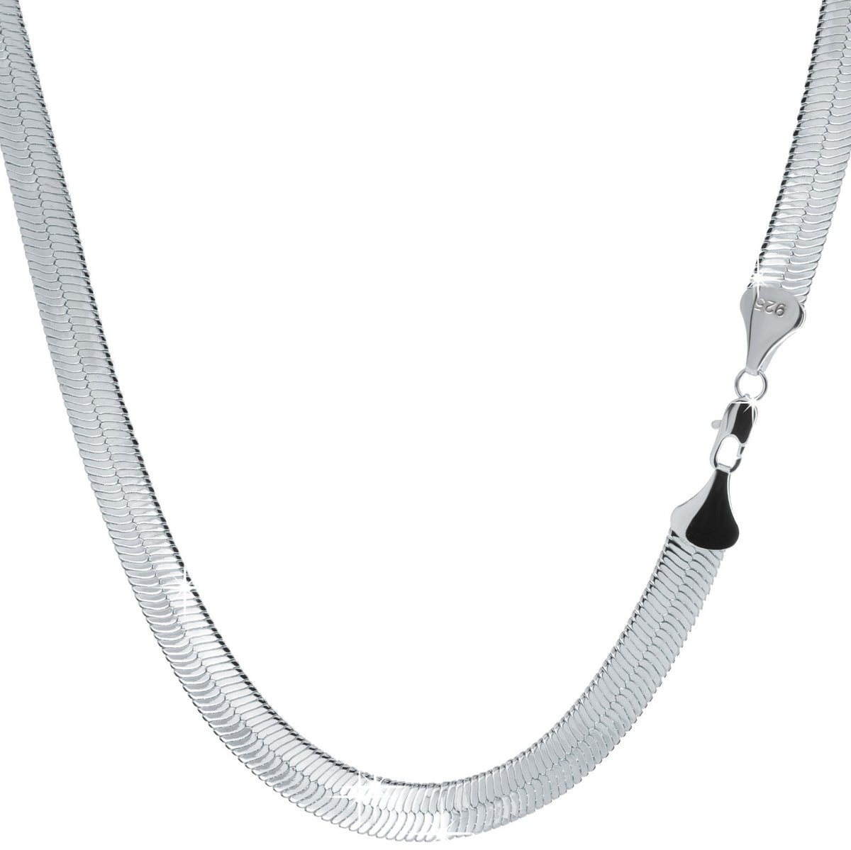 Herringbone Chain Flat Necklace 925 Silver - 11mm 30"In