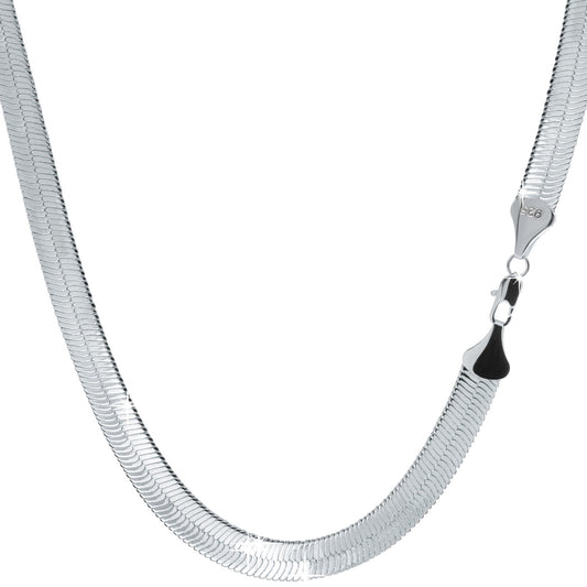Herringbone Chain Flat Necklace 925 Silver - 11mm 30"In
