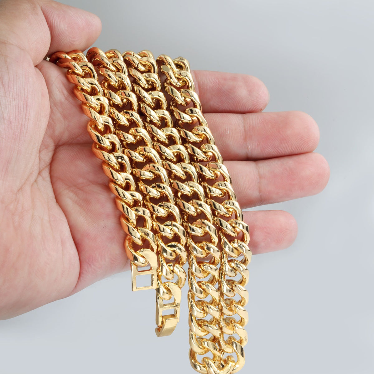 Cuban Link Chain Curb Necklace 10mm 30"In Men's Boys Necklace Gold