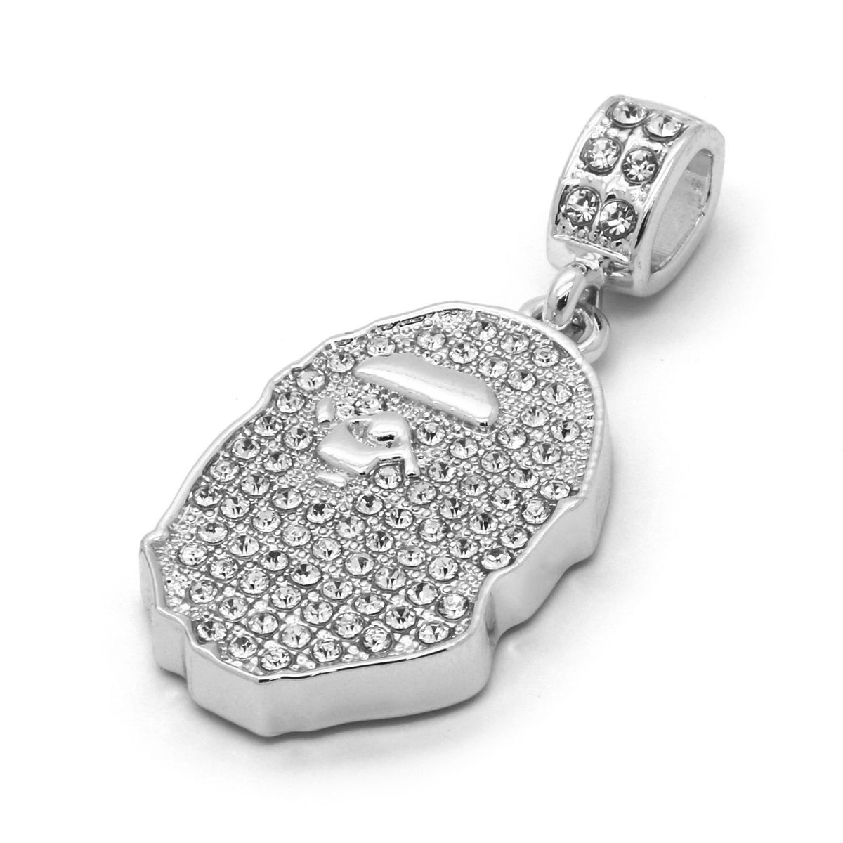 Silver Style Ape Pendant CZ 24" Rope Chain Necklace