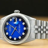 Rolex 36mm Blue Dial Diamond Men's Watch