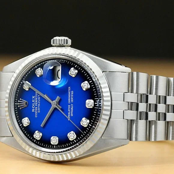Rolex 36mm Blue Dial Diamond Men's Watch