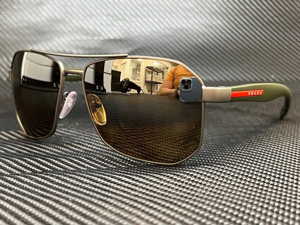 Prada Men's Gunmetal Square Sunglasses