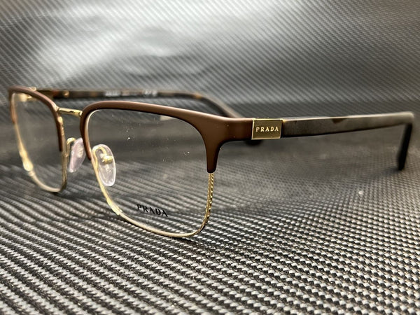 Prada Men's Gold Rectangular Eyeglasses