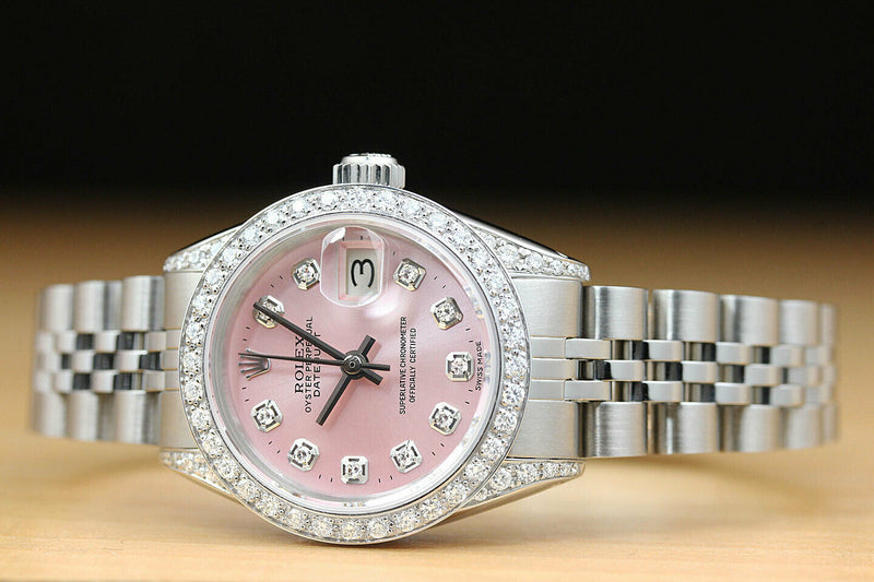 Rolex Women's Pink Datejust 18kt White Gold