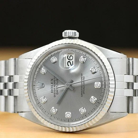 Rolex Men's 36mm Gray Diamond Watch