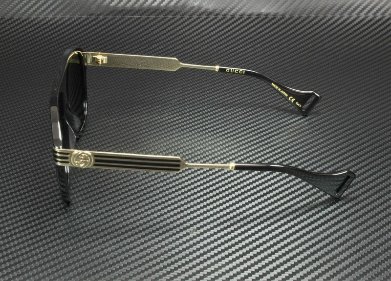 Gucci Men Black Gold Rectangle Sunglasses