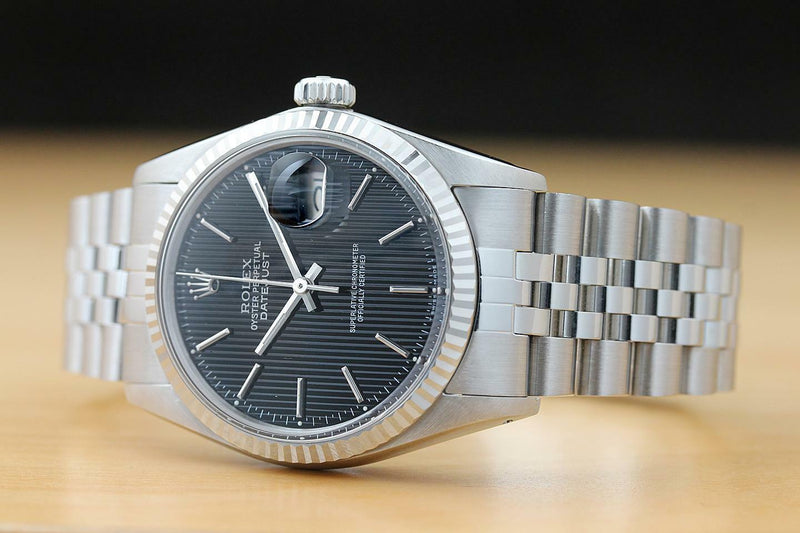 Rolex Men's 36mm 18k White Fluted Watch