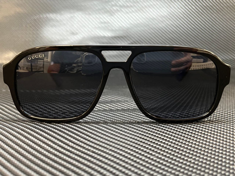 Gucci Men Black Rectangle Stripe Sunglasses