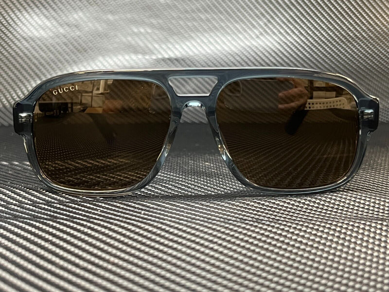 Gucci Men's Grey Rectangular 58mm Sunglasses