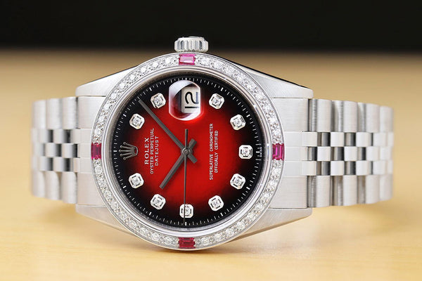 Rolex Men's 36mm Red Diamond Ruby Watch