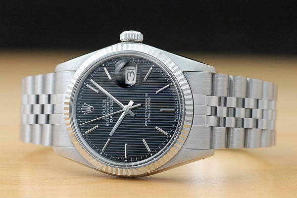 Rolex Men's 36mm 18k White Fluted Watch