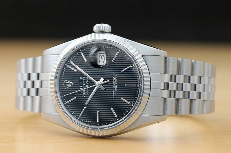 Rolex Men's 36mm 18k White Fluted Watch