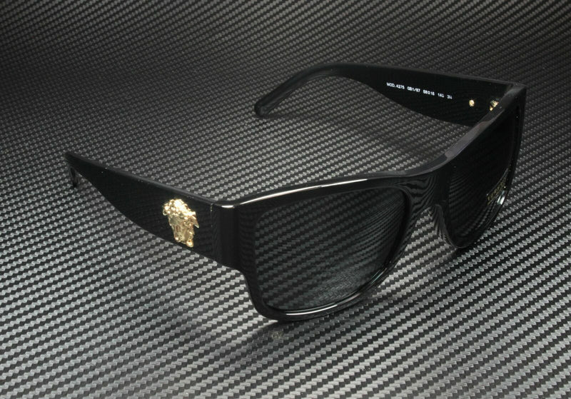 Versace Men's Black Gold Emblem Sunglasses