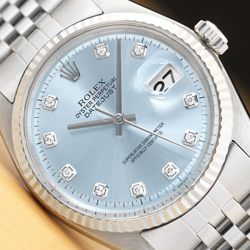 Rolex Men's 36mm Blue Ice DateJust Watch