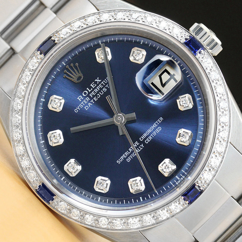 Rolex Men's 36mm Sapphire Diamond DateJust Watch