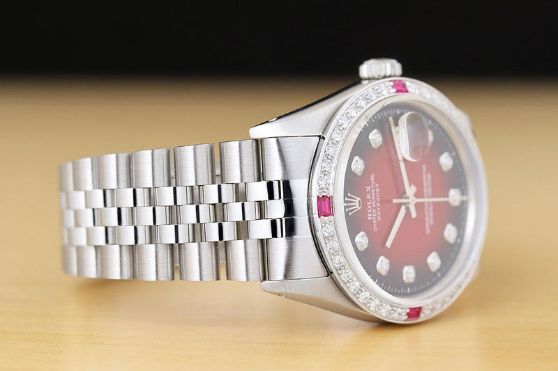 Rolex Men's 36mm Red Diamond Ruby Watch