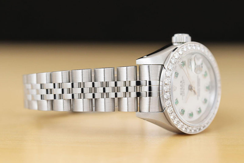 Rolex Ladies Emerald Diamond DateJust Watch