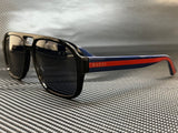 Gucci Men Black Rectangle Stripe Sunglasses