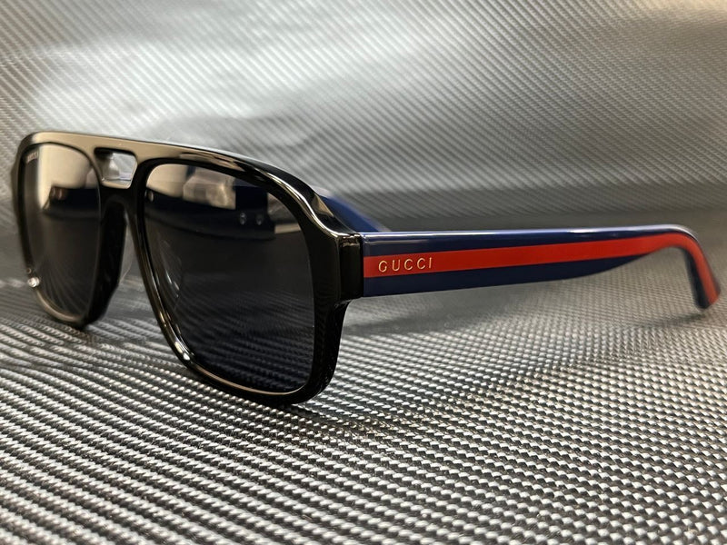 Gucci Men Black Rectangle Stripe Sunglasses
