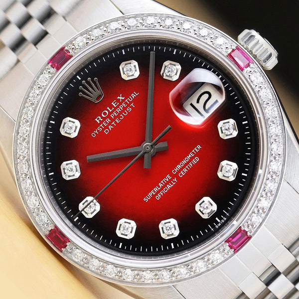 Rolex Men's 36mm Red Diamond Ruby Watch