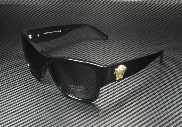 Versace Men's Black Gold Emblem Sunglasses