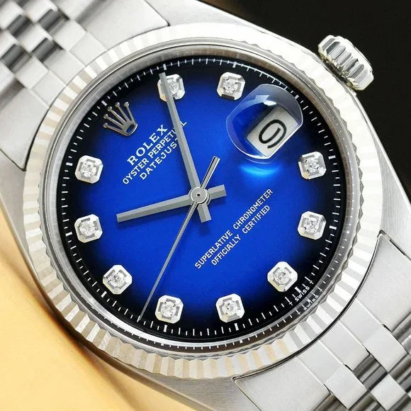 Rolex 36mm Blue Dial Diamond Men's Watch